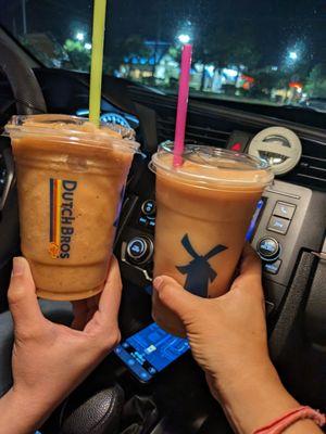 Blended drinks: small coco mocha and medium vanilla chai with shot of espresso