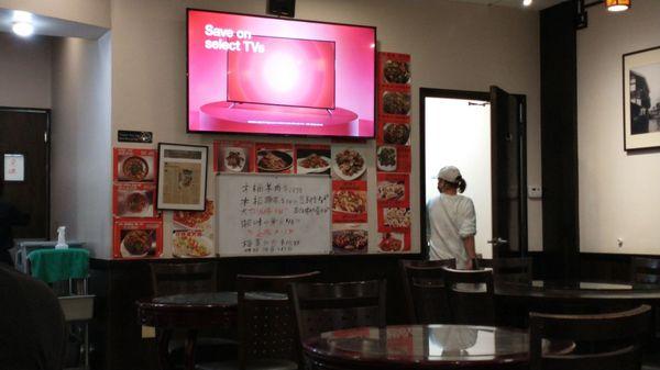 Pictures of dishes on the wall