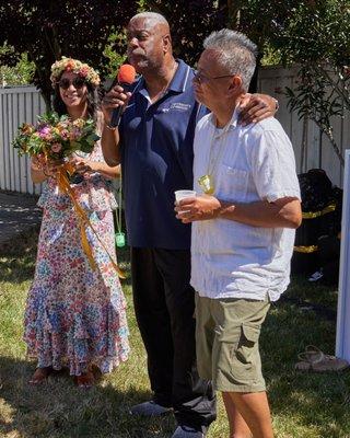 DJ Ray emceeing the bouquet toss. He made everyone laugh!