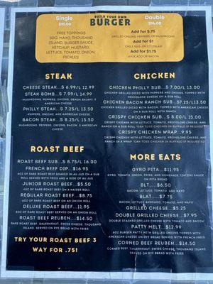 Menu...owner says to check Toast, as it has the most current menu and available items