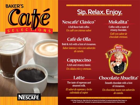 Need a boost in the morning?  Try any of our Cafe Selections coffees from Nescafe!