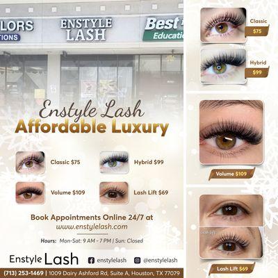 Elevate your eyelashes with our exclusive affordable luxury like never before! 
Classic Eyelash Extensions: $75
Hybrid Eyelash Extensi