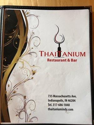 Thaitanium menu front