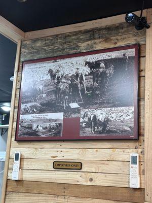 Decorated with pictures on loan from the Hamilton-Keokuk Dam museum.  Pictures of Lock and Dam 19 in Keokuk being built!