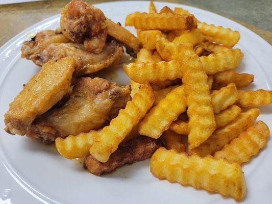 Lemon Pepper Wings and Fries