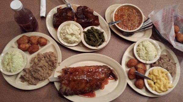 Ribs, BBQ pork, and all the fixins'