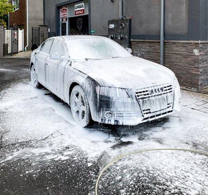 Just another foam bath. This 2010 Audi A4 is getting a complete paint correction, and ceramic coating; our most premier package.