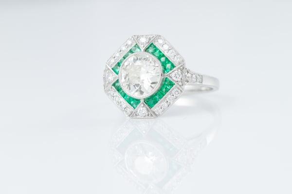 Diamond Ring with Emeralds