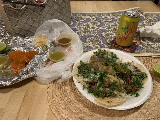 Best tacos ever!!! I love the Taco de tripa and the cabeza taco, perfect salsas and carrots