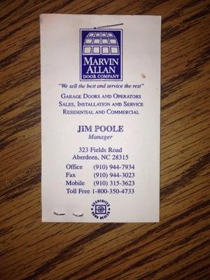 This is their business card showing what kind of services they offer where they're located.