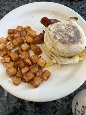 Breakfast Meat Sandwich on an English Muffin