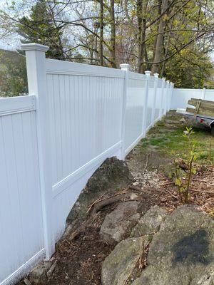 Vinyl scribed over granite fence by Art of Fence