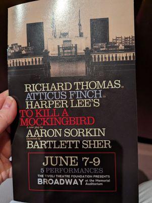 Playbill of To Kill a Mockingbird.