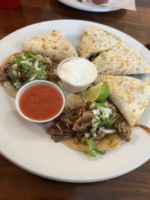 Taco and quesadilla combo