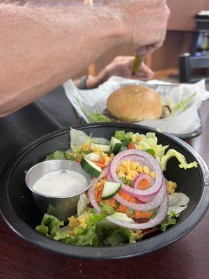 Hamburger with Side Salad