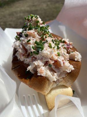 Maine Style Lobster Roll with Light Mayonnaise and Fresh Chives. Perfect!