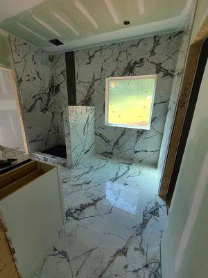 Shower walls and floor