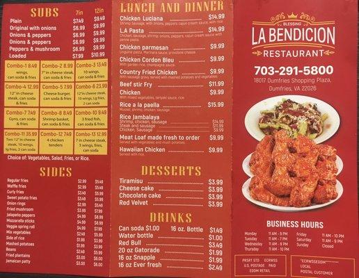 Takeout Menu front