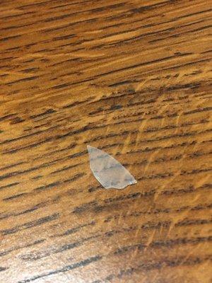 A plastic shard we found in the che.