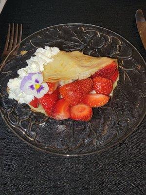 Strawberry crepe, course 1 of 3. Tasted amazing!