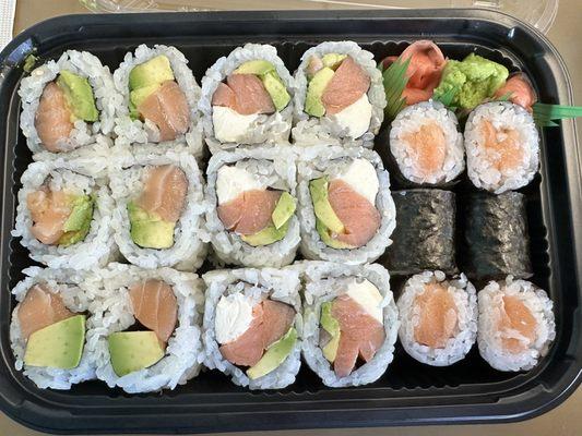 Salmon avocado, Philadelphia roll & salmon rolls. All delicious!