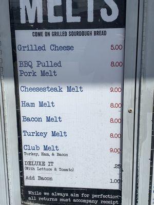 Drive thru menu