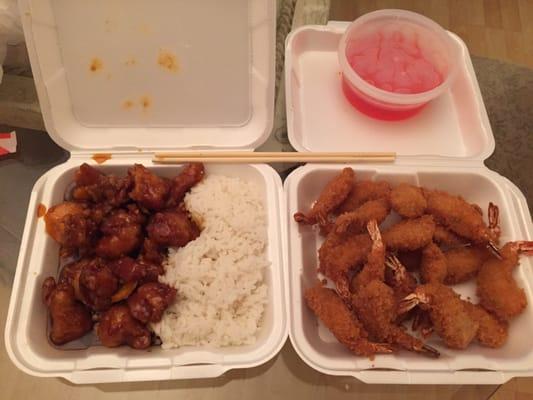 Orange Chicken dinner and Fried Shrimp!