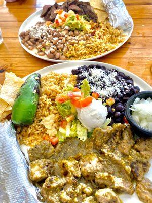 Up close is Chili Verde Pork, behind is Carne Asada. Both very good, both could use a bit more seasoning but fresh, tender and tasty.