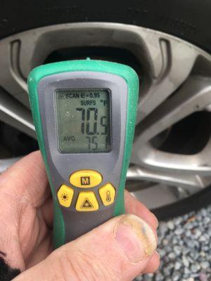 Left front brake rotor temperature.