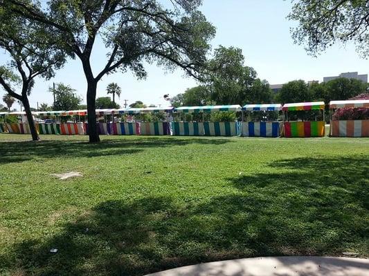 Setting up the Gay Pride Fest in San Antonio