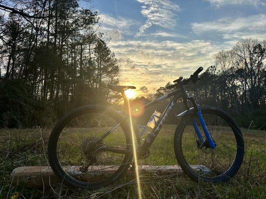 Sunset pic of bike from the hub