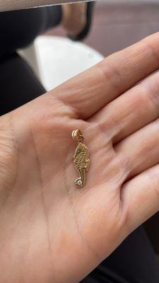 14k Seahorse charm