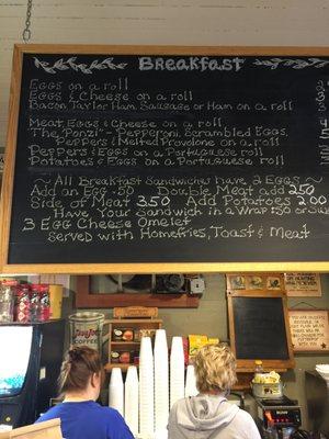 Breakfast menu.