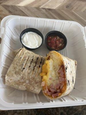 Ham and Cheddar Breakfast Burrito