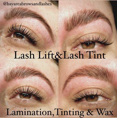 Bay Area Brows and Lashes SIGNATURE service: Brow Lamination, Brow Tint, Brow wax and a Lash Lift and Lash Tint.