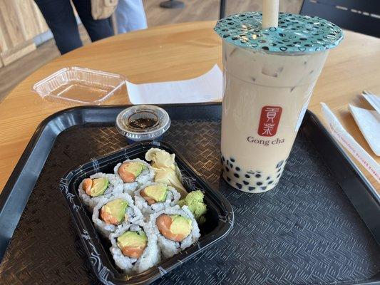 Delicious bubble tea and there is a sushi shop in the same building