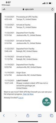 Lack of delivery proof - as provided by UPS.