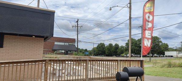 Don't know if you can see but past the rail is a NEW outdoor deck with seating.