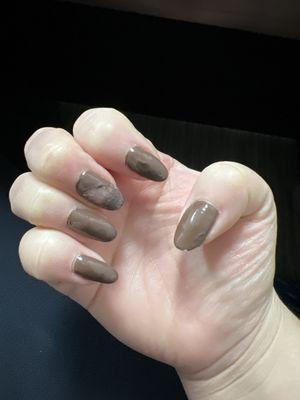 I had my nails done yesterday, Monday evening and this is what my "gel" nails look like Tuesday afternoon.