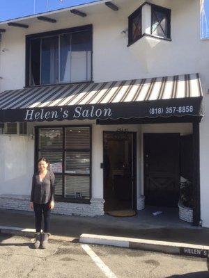 The lovely Helen outside her salon.