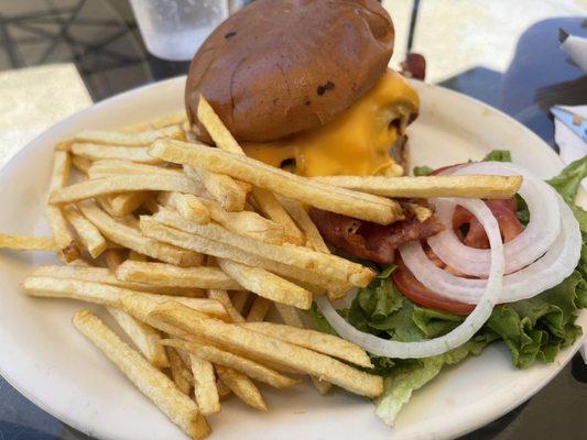 Double Cheese Burger with fries.