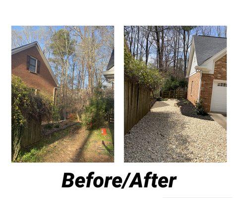 Parking pad and redesign mulch bed