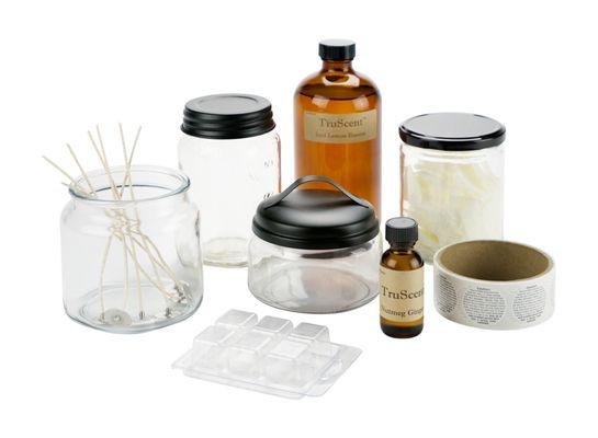 We carry soy candle wax, candle wicks, warning labels, tart clamshells, TruScent Fragrance Oils and candle care tools!