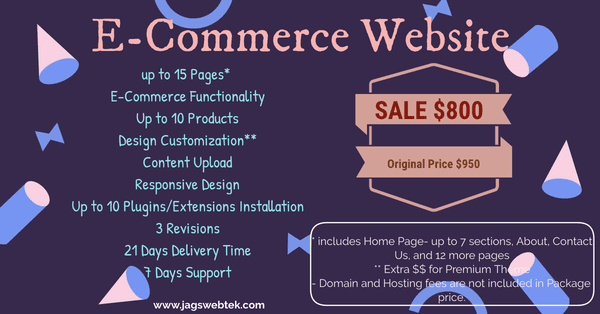 $150 OFF on a Customized E-Commerce Website Design Service. See image for details.