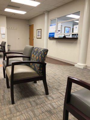 Waiting room-pretty empty & front desk not busy