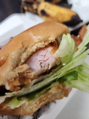 A raw chicken sandwich