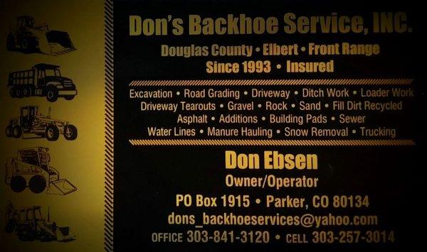 Don's Backhoe Services