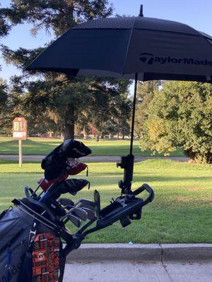 Great day on the course! Relaxing before making the turn on 10. In the background is hole 9.