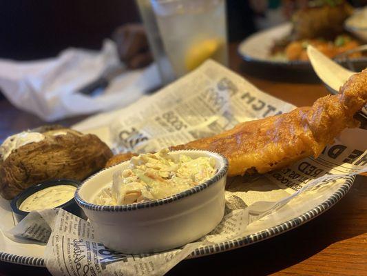 Fish and Chips but substituted fries for the Baked Potato