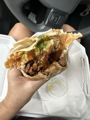 Cali burrito with their delicious salsa